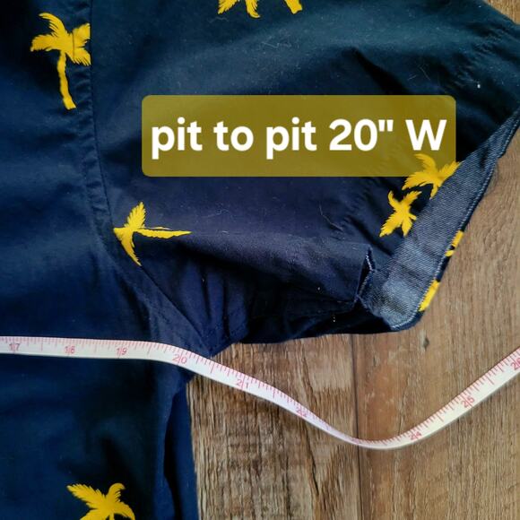 Denim & Flowers Men’s M Shirt – Navy Yellow Palm Tree Button Up, Short Sleeve - Picture 7 of 9